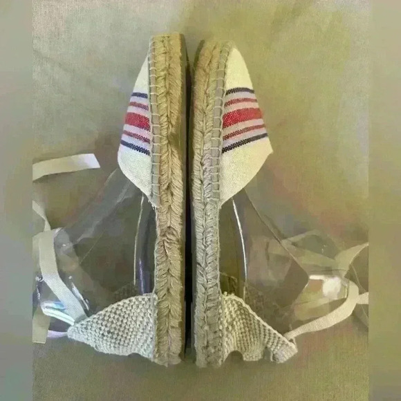 Manebi Hamptons Striped Canvas Espadrilles With Ankle Ties In Tan Size 39/9 NWOT - Picture 8 of 12